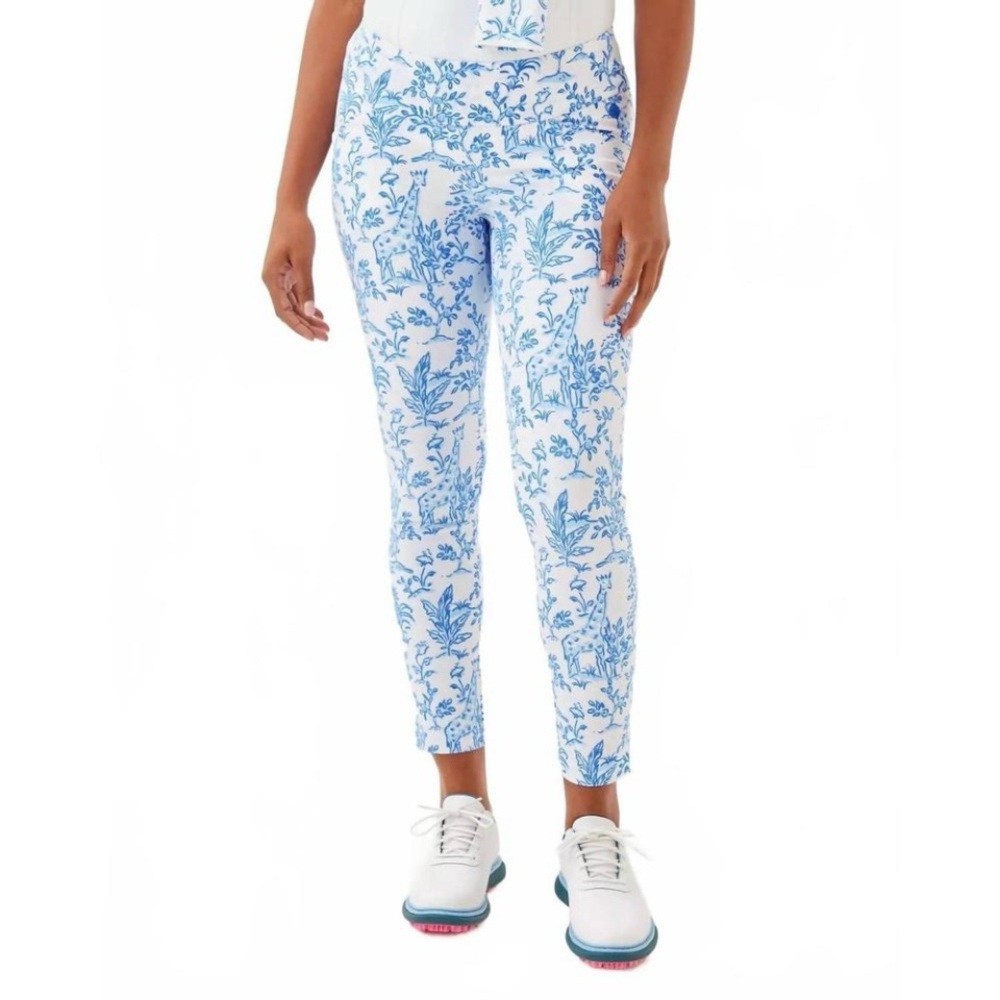 Lilly Pulitzer Luxletic Corso Pants Resort White Tall Tales Golf Athleisure Sz 4 - Picture 2 of 16